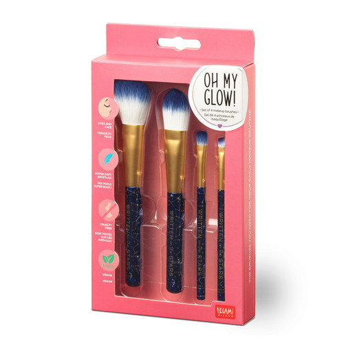 SET OF 4 MAKEUP BRUSHES - OH MY GLOW! - STARS