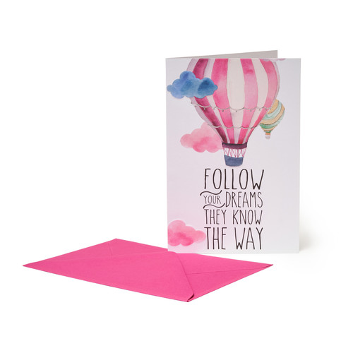 LARGE GREETING CARD - GREETING CARD - AIR BALLOON - FOLLOW YOUR DREAMS