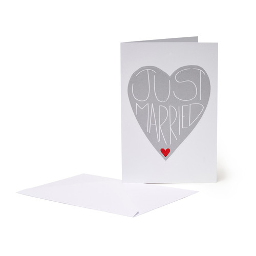 LARGE GREETING CARD - GREETING CARD - JUST MARRIED - HEART
