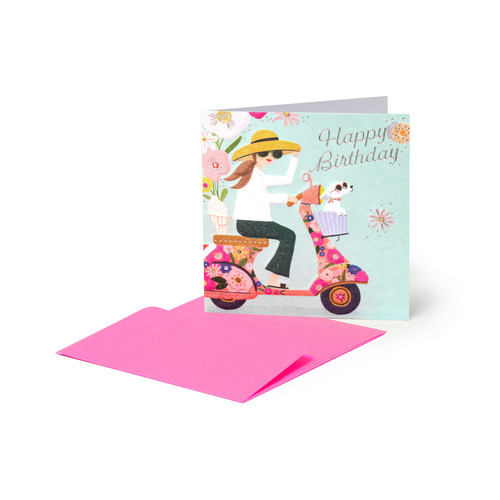 SMALL GREETING CARD - BIKE GIRL