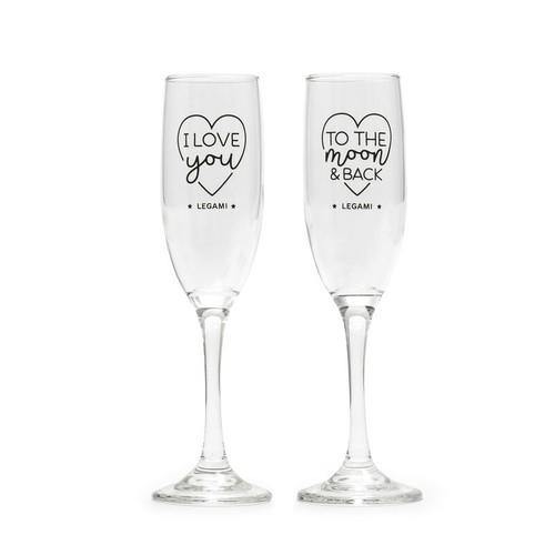 Legami Cheers To Love Champagne Flutes - Pack of 4