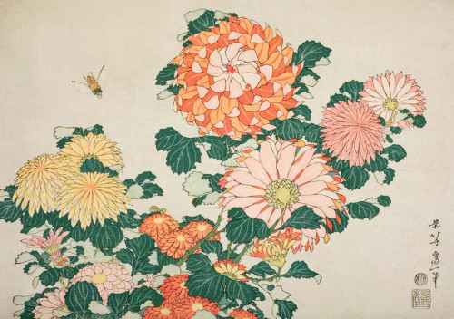 Hokusai: Chrysanthemums and Bee Birthday Card