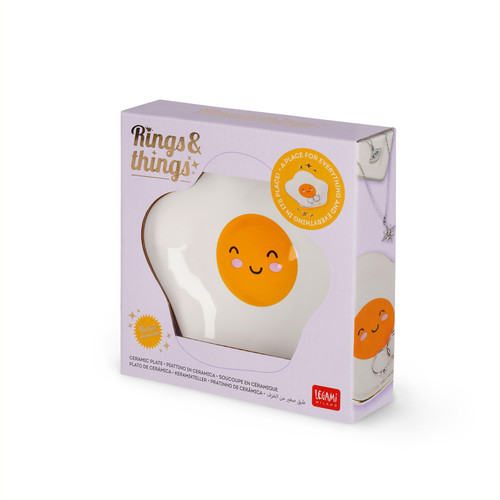 CERAMIC PLATE - RINGS & THINGS - EGG