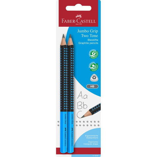 Faber Castell Graphite Pencil Jumbo Grip x2 Two Tone Blistercard
