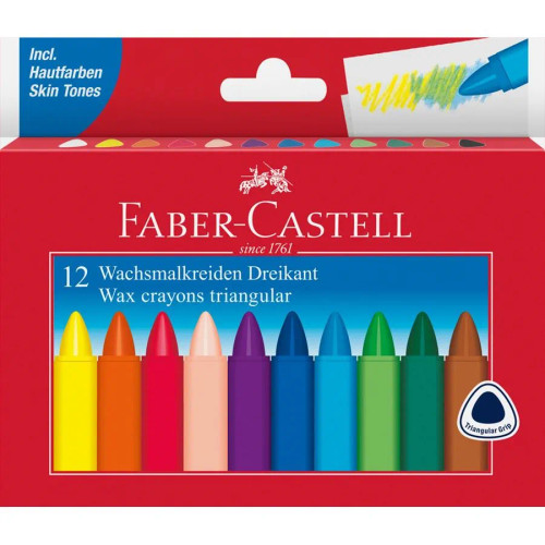 Faber-Castell Wax Crayons triangular - Pack of 12