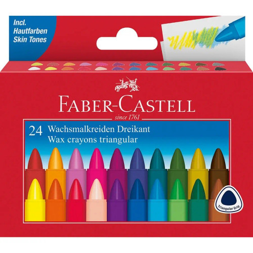 Faber-Castell Wax Crayons Triangular - Pack of 24