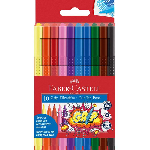 Faber-Castell Fibre-tip pen Grip Colour Marker Set - Pack of 10