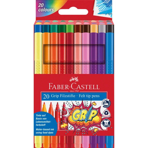 Faber-Castell Fibre-tip pens Grip Colour Marker set - Pack of 20