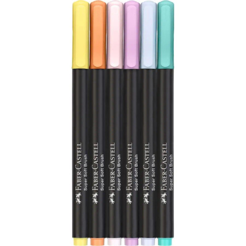 Faber-Castell Brush Pen Black Edition Pastel - Pack of 6