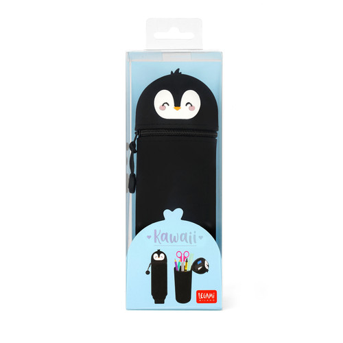 2-IN-1 SILICONE PENCIL CASE - KAWAII - PENGUIN