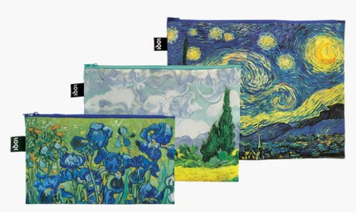 Vincent Van Gogh: Irises, Wheatfield, Starry Night Zip Pockets