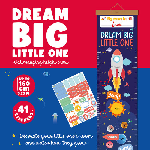 WALL-HANGING HEIGHT CHART - DREAM BIG, LITTLE ONE - SPACE