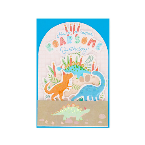 POP-UP CARD - POP-UP GREETING CARD - BIRTHDAY CAKE Dino