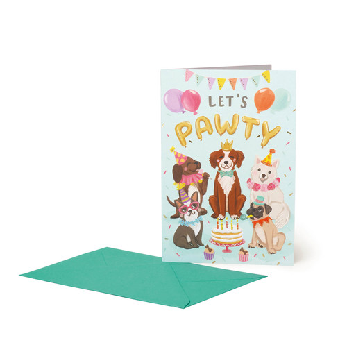 LARGE GREETING CARD - LET'S PAWTY DOGS