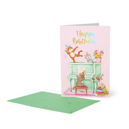 LARGE GREETING CARD - PIANO CATS