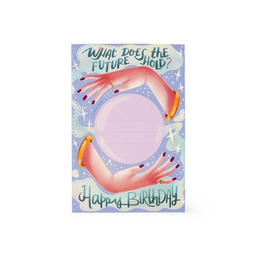SCRATCH REVEAL GREETING CARD - SCRATCH OFF CARD - HAPPY BIRTH - CRYSTAL BALL