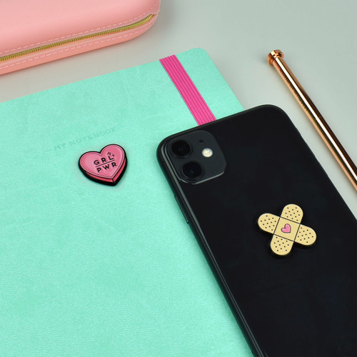 SET OF 2 METAL STICKERS - CUTIE - HEART