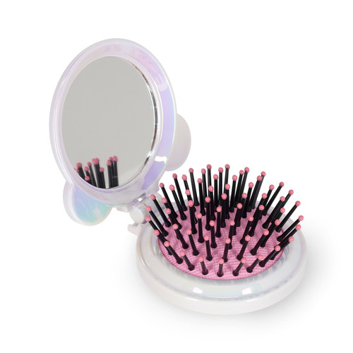 HAIRBRUSH WITH MIRROR - NICE HAIR - WHITE - PANDA