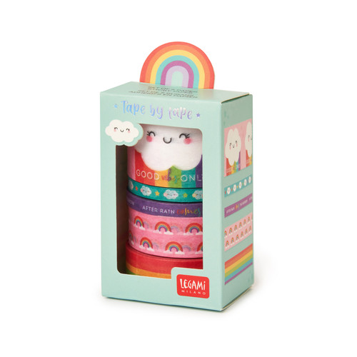 SET OF 5 PAPER STICKY TAPES - TAPE BY TAPE - RAINBOW