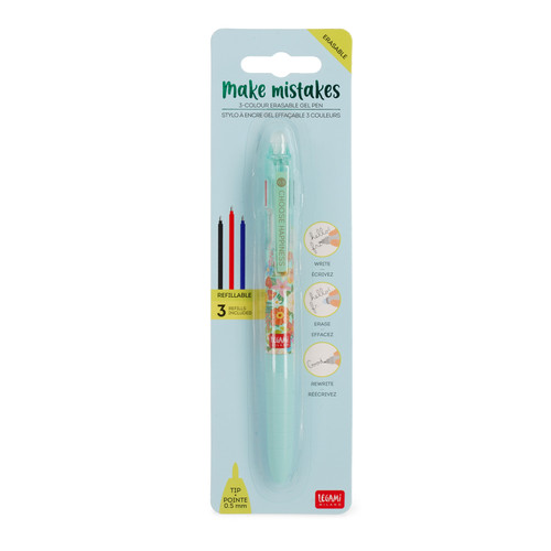 3-COLOUR ERASABLE GEL PEN - MAKE MISTAKES - FLOWERS