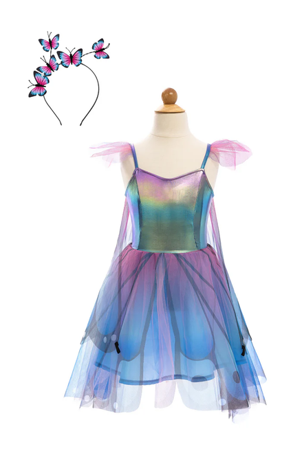 Butterfly Twirl Dress with Wings & Headband, Blue/Purple, SIZE US 5-6