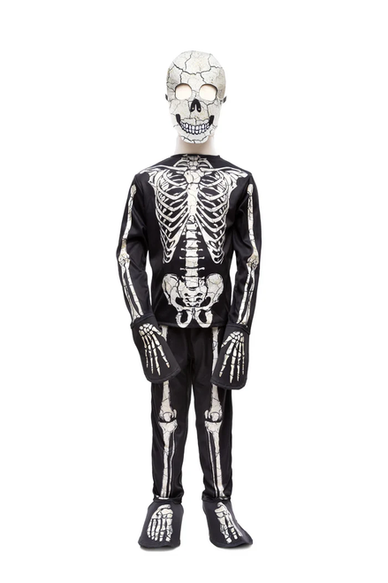 Glow in the Dark Skeleton Shirt with Pant & Mask, SIZE US 7-8