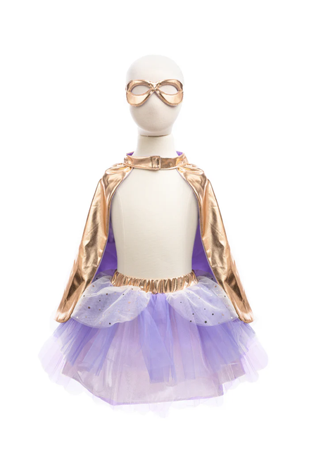 Super-Duper Tutu with Cape & Mask, Metallic Rose Gold/Lilac, SIZE US 4-6