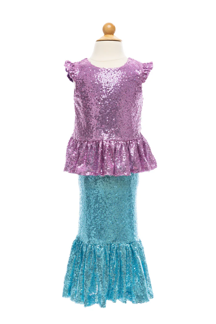 Sequins Sparkle Mermaid Top with Skirt, SIZE US 3-4