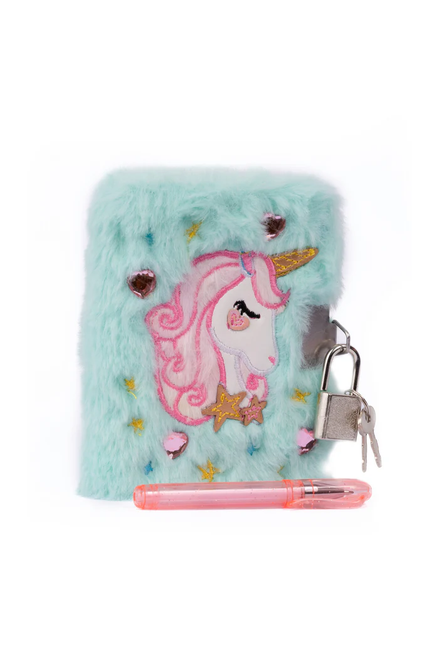 Furry Friends Journal with Lock & Pen - Unicorn