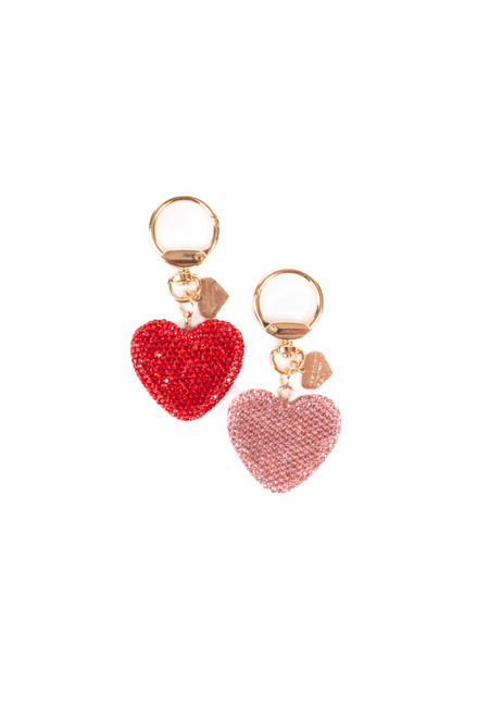 Sparkling Crystal Heart Bag Charm, 2 styles assorted