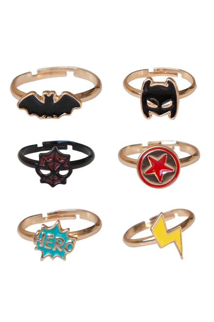 Superhero Rings (24 pcs), 6 styles assorted