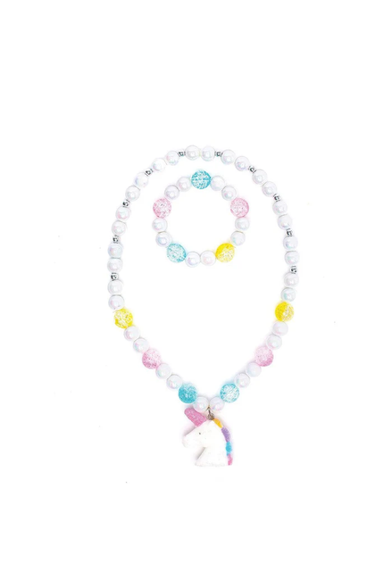 White Unicorn Necklace & Bracelet Set (2 pcs)