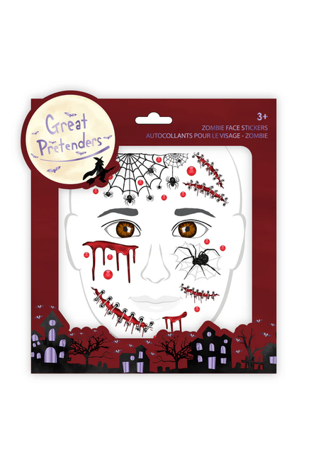 Zombie Face Sticker Sheet (19 pcs)