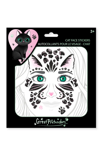 Black Cat Face Sticker Sheet (37 pcs)