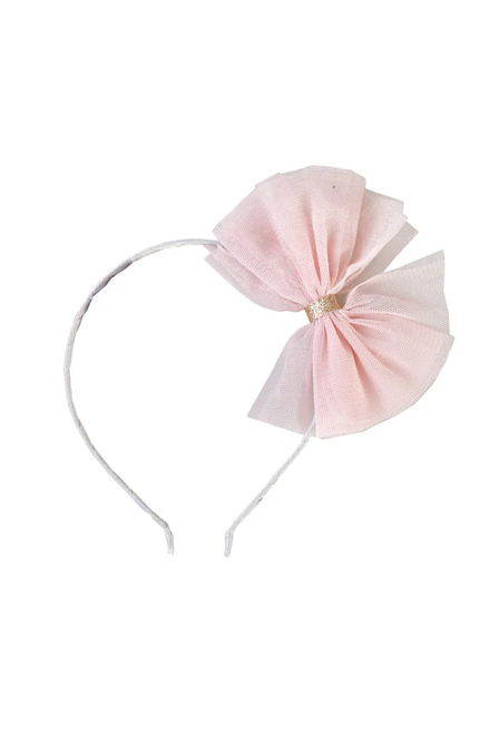 Whoa Bow Headband, Pink/Grey