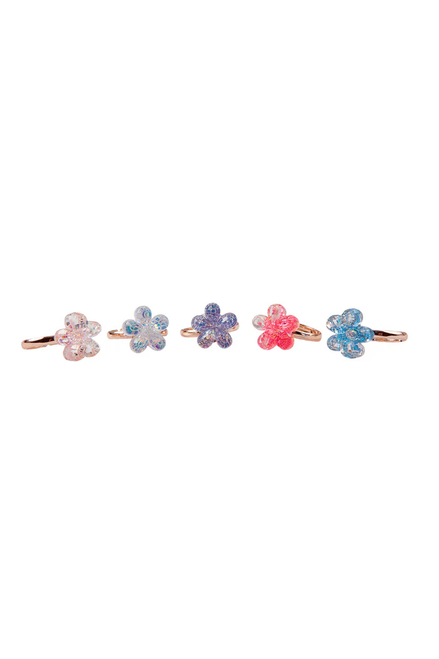 Boutique Shimmer Flower Ring Set (5 pcs)