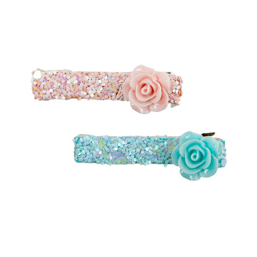 Boutique Glitter Rosette Hairclip Set (2 pcs)