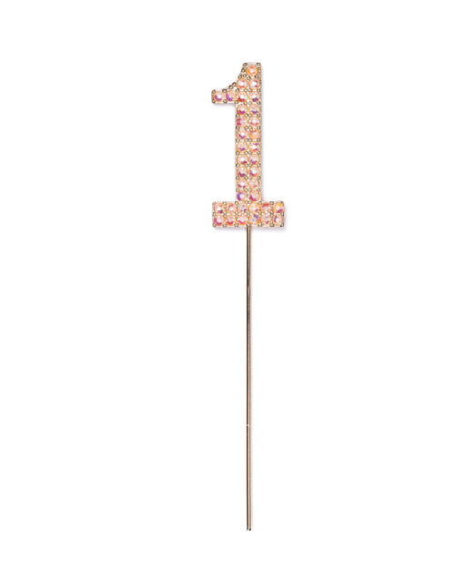 Rhinestone Number 1, Pink (1 pc)