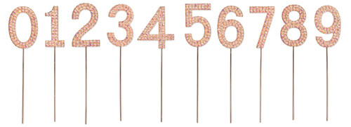 Set of 10 rhinestone Numbers (0 to 9), Pink   (10 pcs)