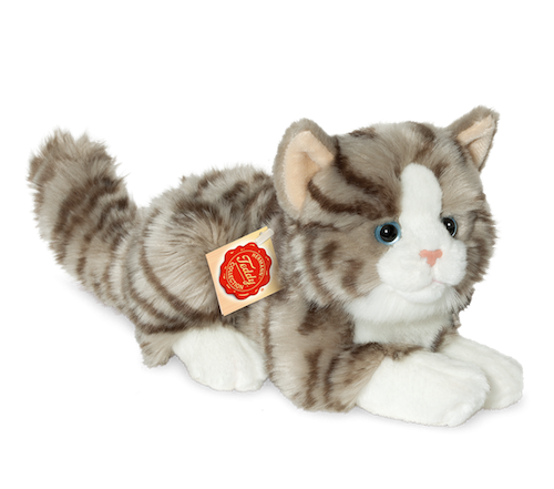 Hermann Teddy Cat lying grey 20 cm