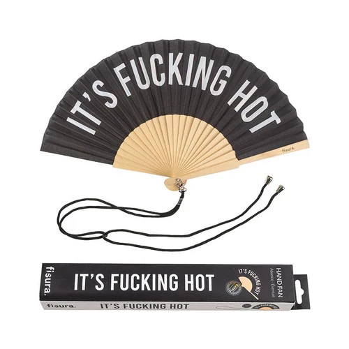 Hand fan "fucking hot" black