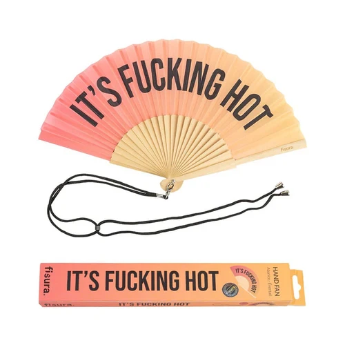 Handfan "its fucking hot" sunset gradient
