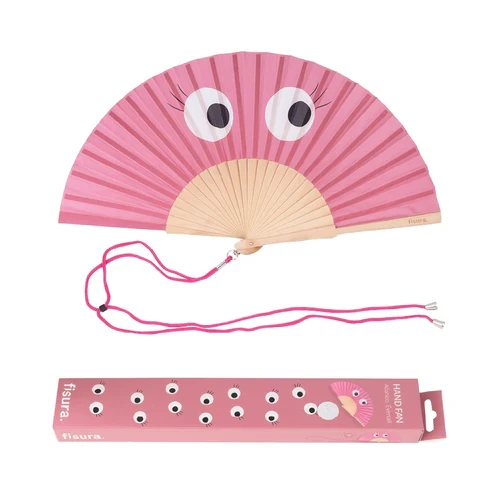 Hand fan 'eyes' pink