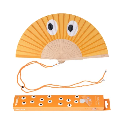 Hand fan 'eyes' orange