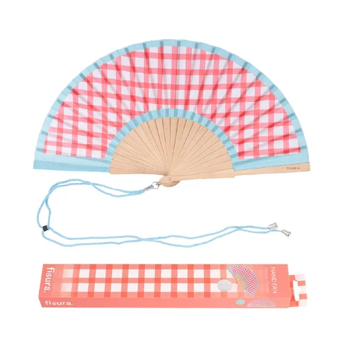 Hand Fan pink vichy