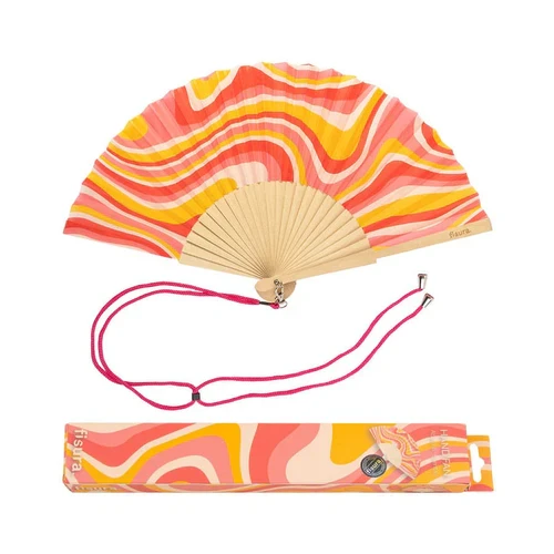 Hand Fan pink waves