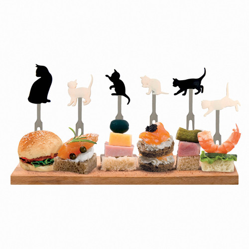 SET OF 6 APERITIF FORKS - MEOW - KITTY