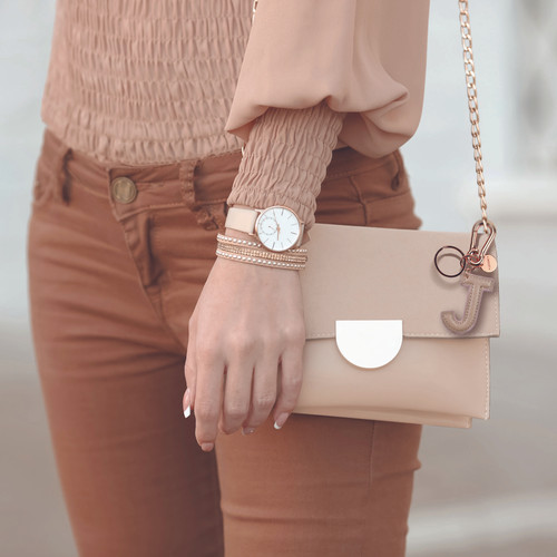 KEY RING - MY INITIAL - GOLD ROSE - J