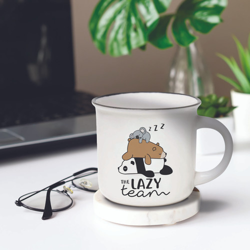 NEW BONE CHINA PORCELAIN MUG - CUP-PUCCINO - LAZY TEAM