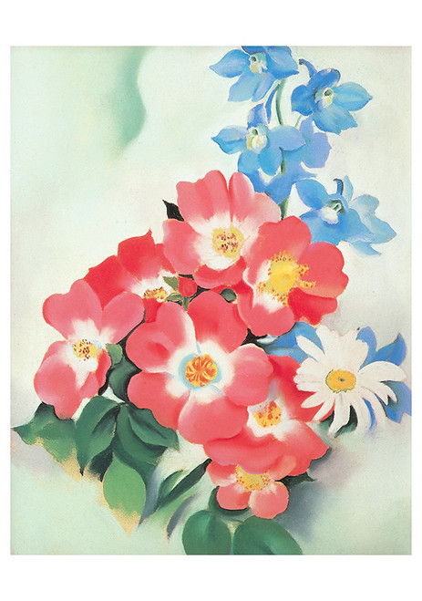 Georgia O' Keeffe: Pink Roses and Larkspur Notecard